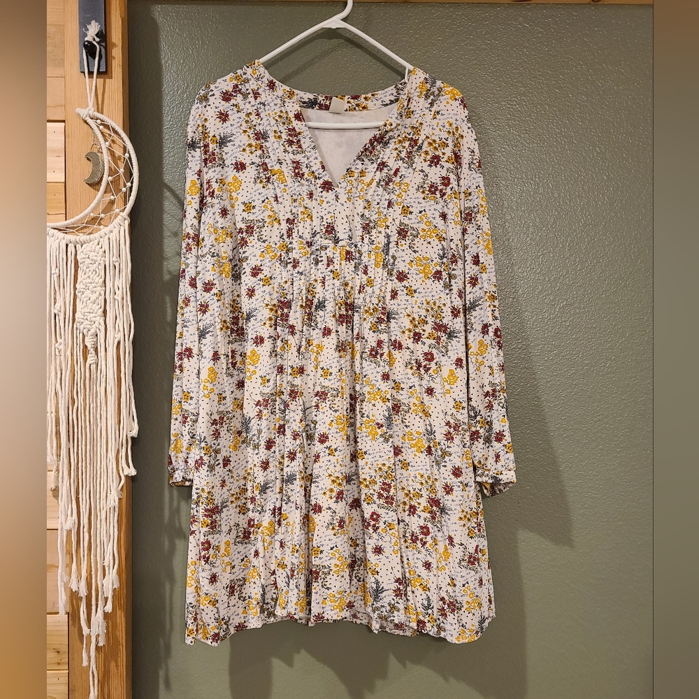 Knee length, long sleeve floral dress